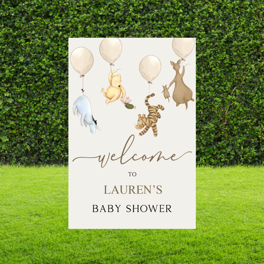 Classic Winnie-the-Pooh Baby Shower Welcome Sign