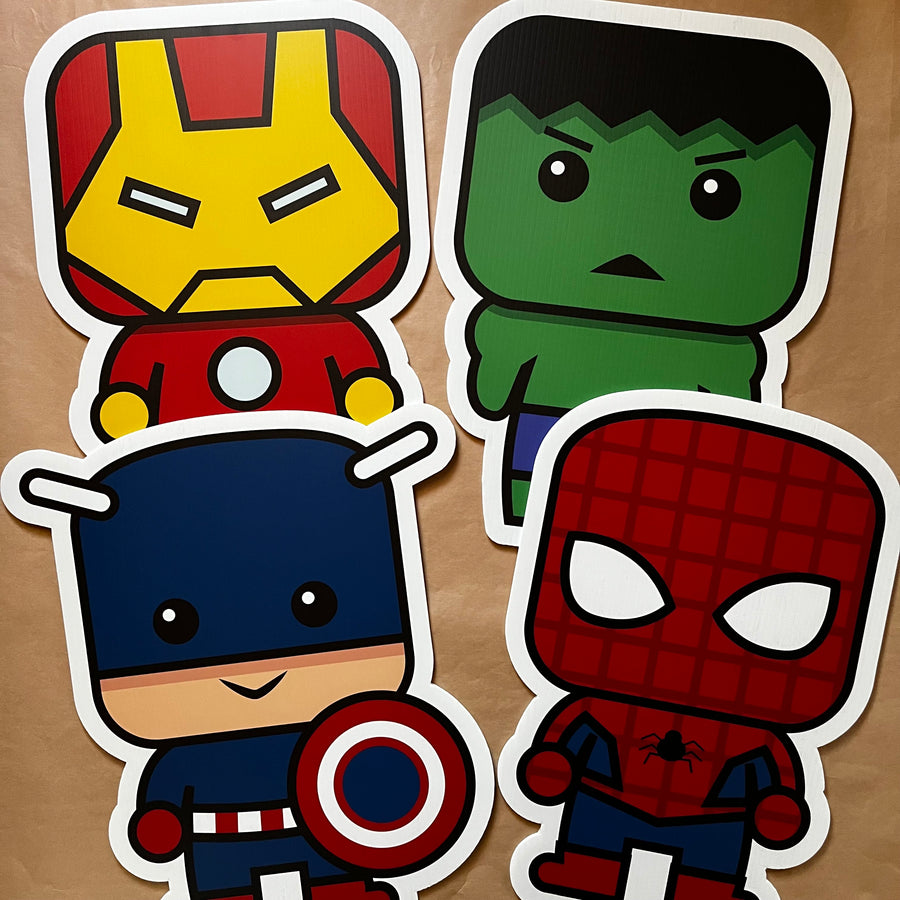 Custom superhero party cutouts