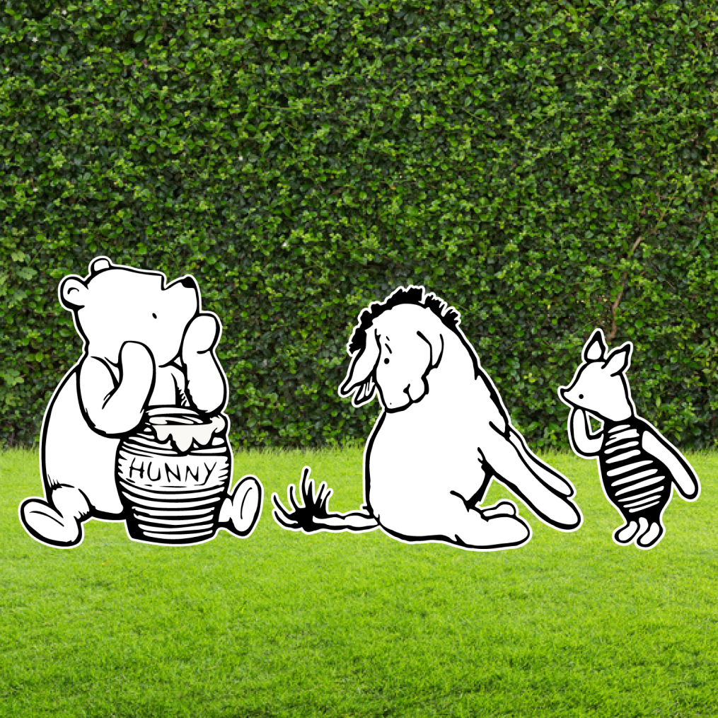 Classic Monochrome Winnie-the-Pooh Cut Out Trio