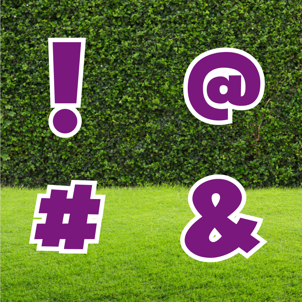 Bright Colour Numbers and Symbols Purple- Customise Your Sign – Party ...