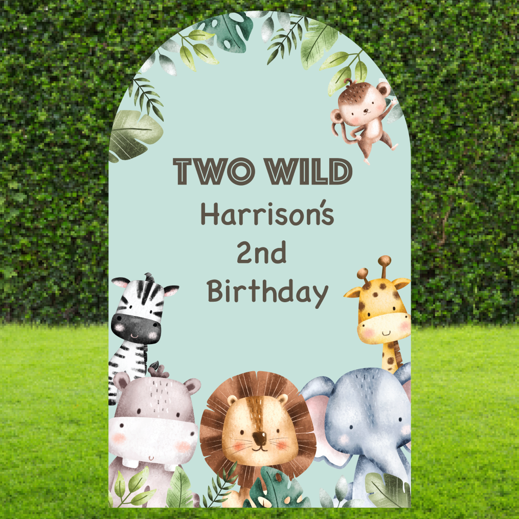 Watercolour Safari Animal Backdrop Arch - Customised